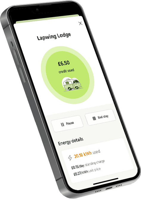 WattPay customer app showing stay details and credit
